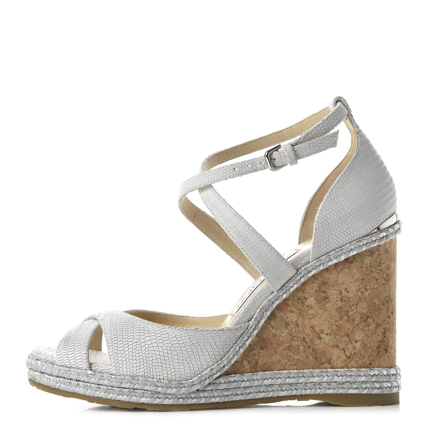 Snakeskin Embossed Cork Alanah Wedge Sandals 39.5 Latte