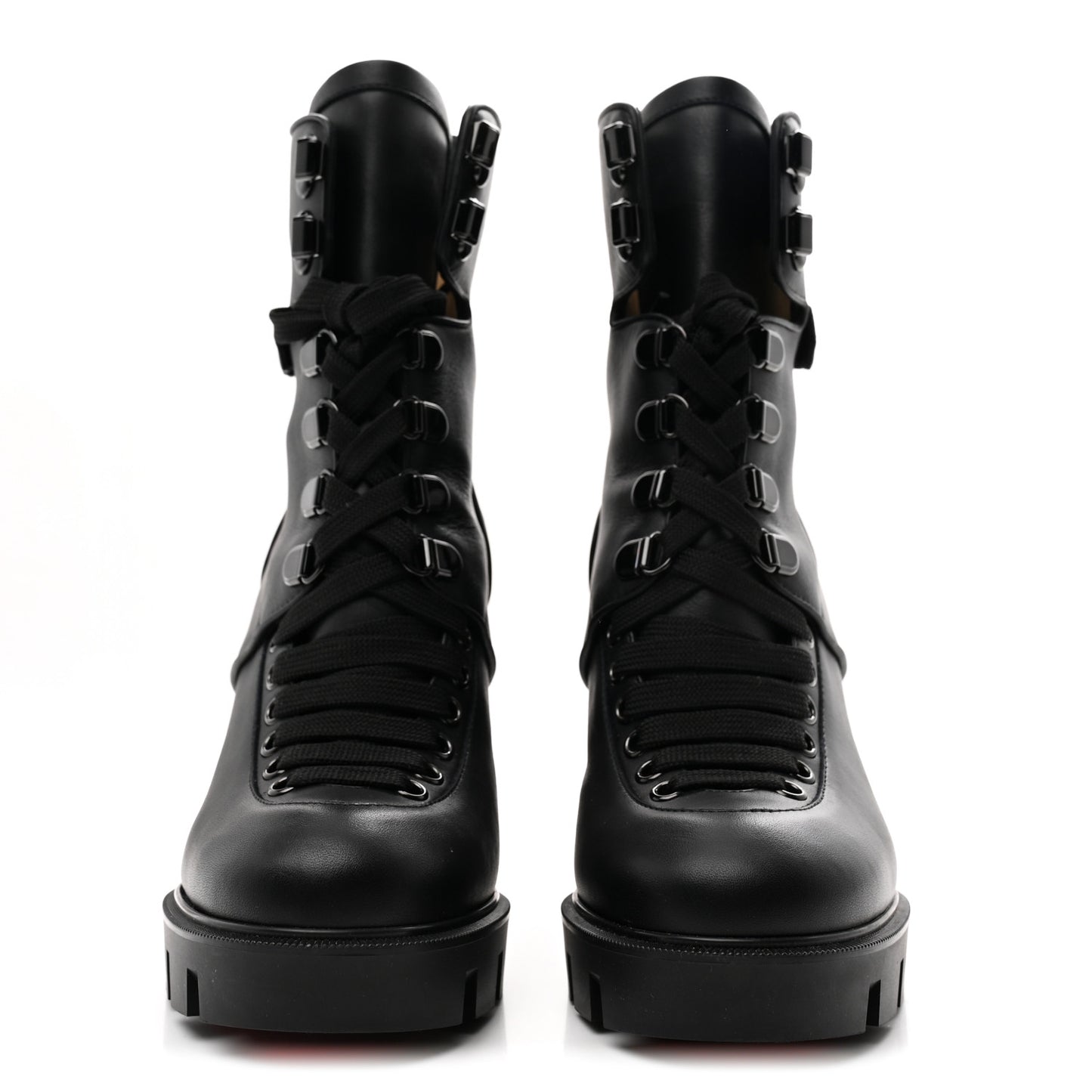 Calfskin Macademia 100 Combat Boots 37.5 Black