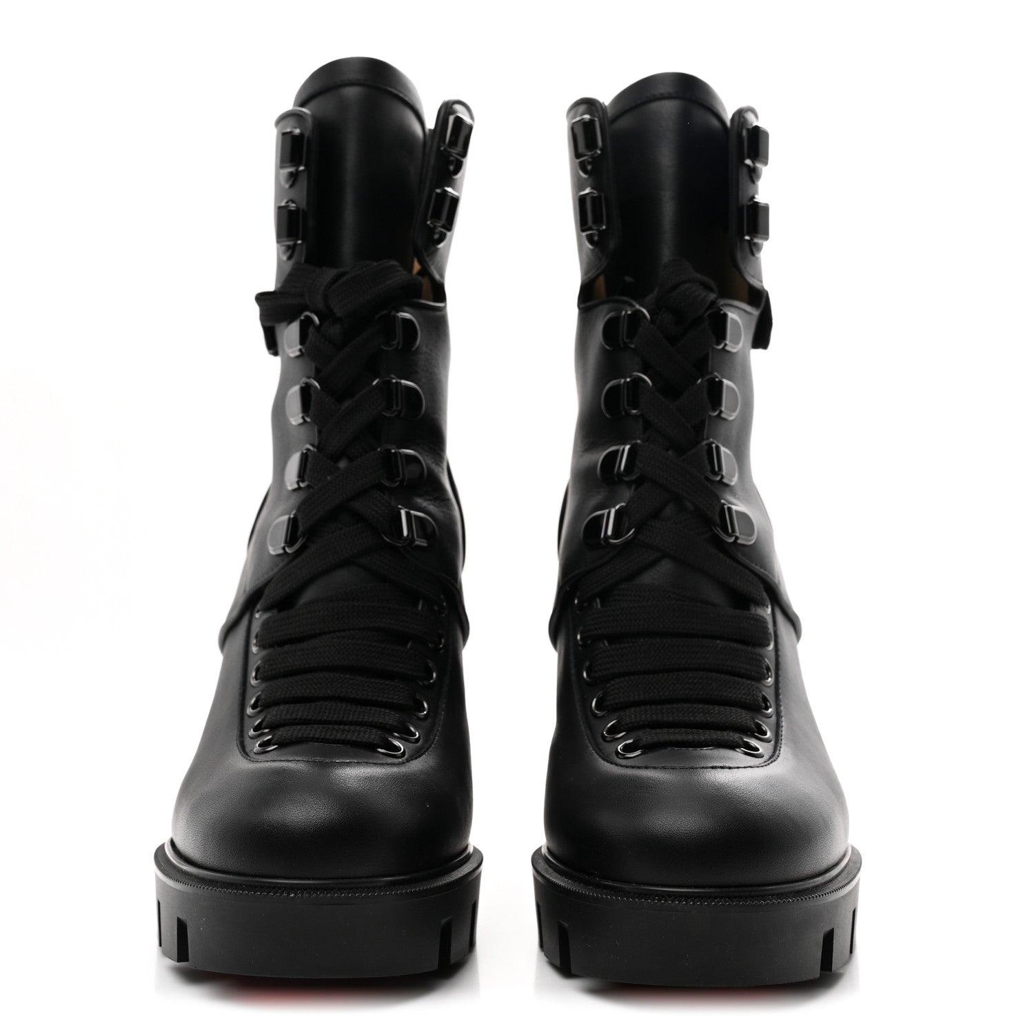 Christian Louboutin Calfskin Macademia 100 Combat Boots 37.5 Black 3 of 9