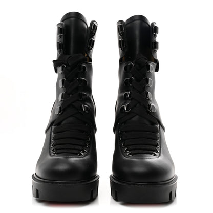 Christian Louboutin Calfskin Macademia 100 Combat Boots 37.5 Black 3 of 9