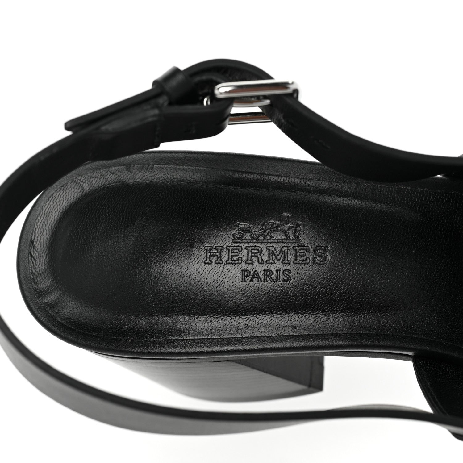 Hermes Calfskin Elbe 60 Sandals 38 Black 8 of 11