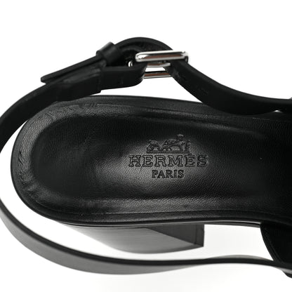 Hermes Calfskin Elbe 60 Sandals 38 Black 8 of 11