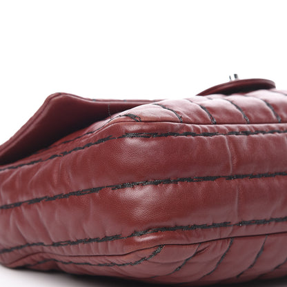 Chanel Lambskin Vertical Stitch Jumbo Single Flap Dark Red 10 of 15
