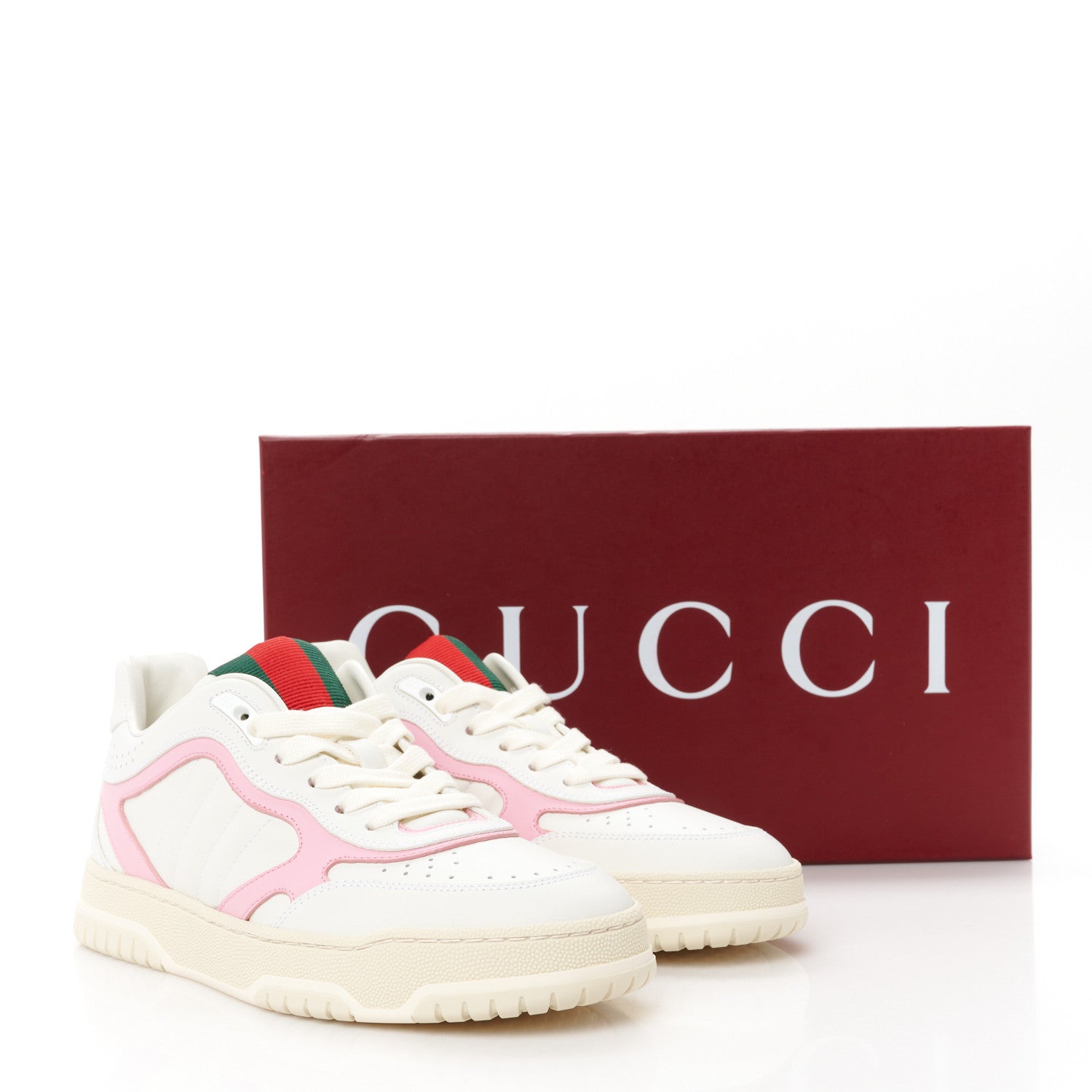 Gucci Calfskin Womens Re-Web Sneakers 38 White Pink 11 of 11