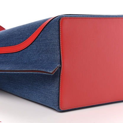 Valentino Garavani Denim Vlogo Small Escape Tote Blue Red 8 of 10