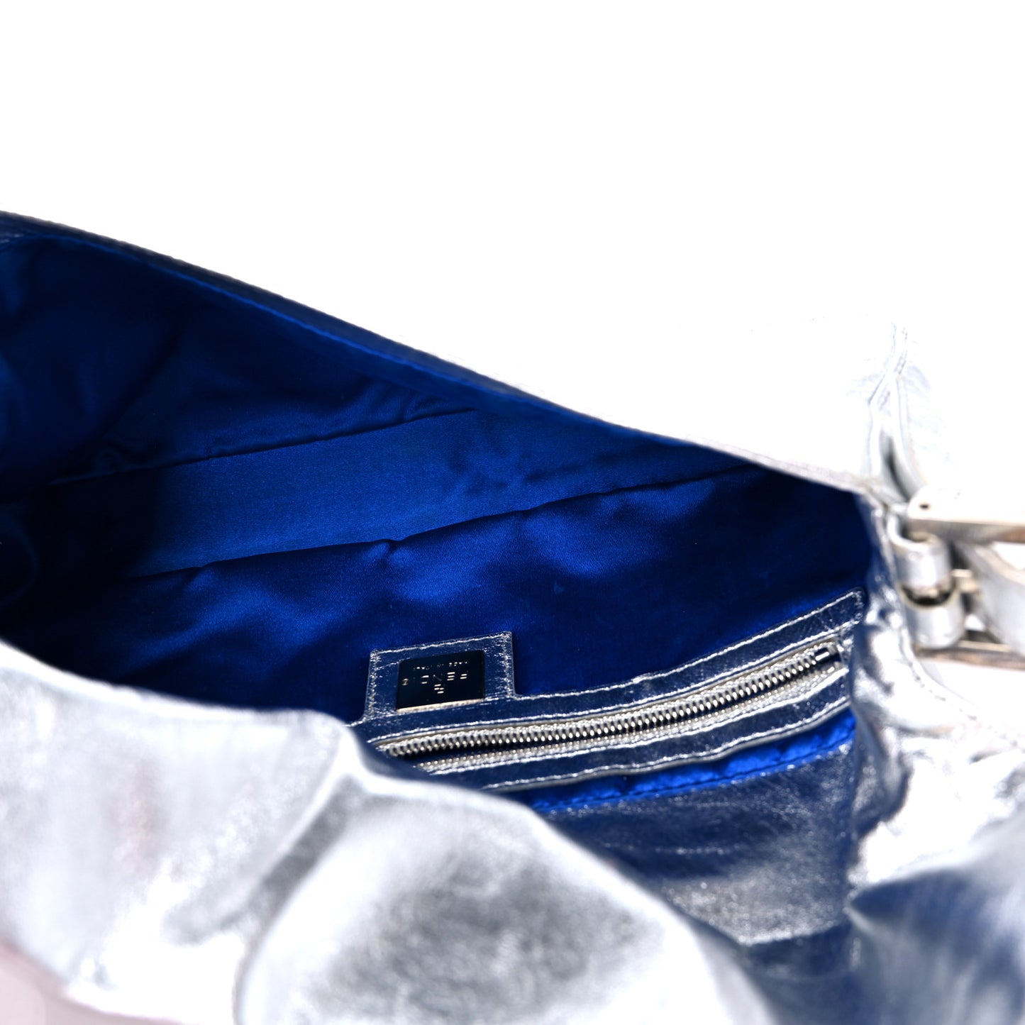 Metallic Calfskin Baguette Silver