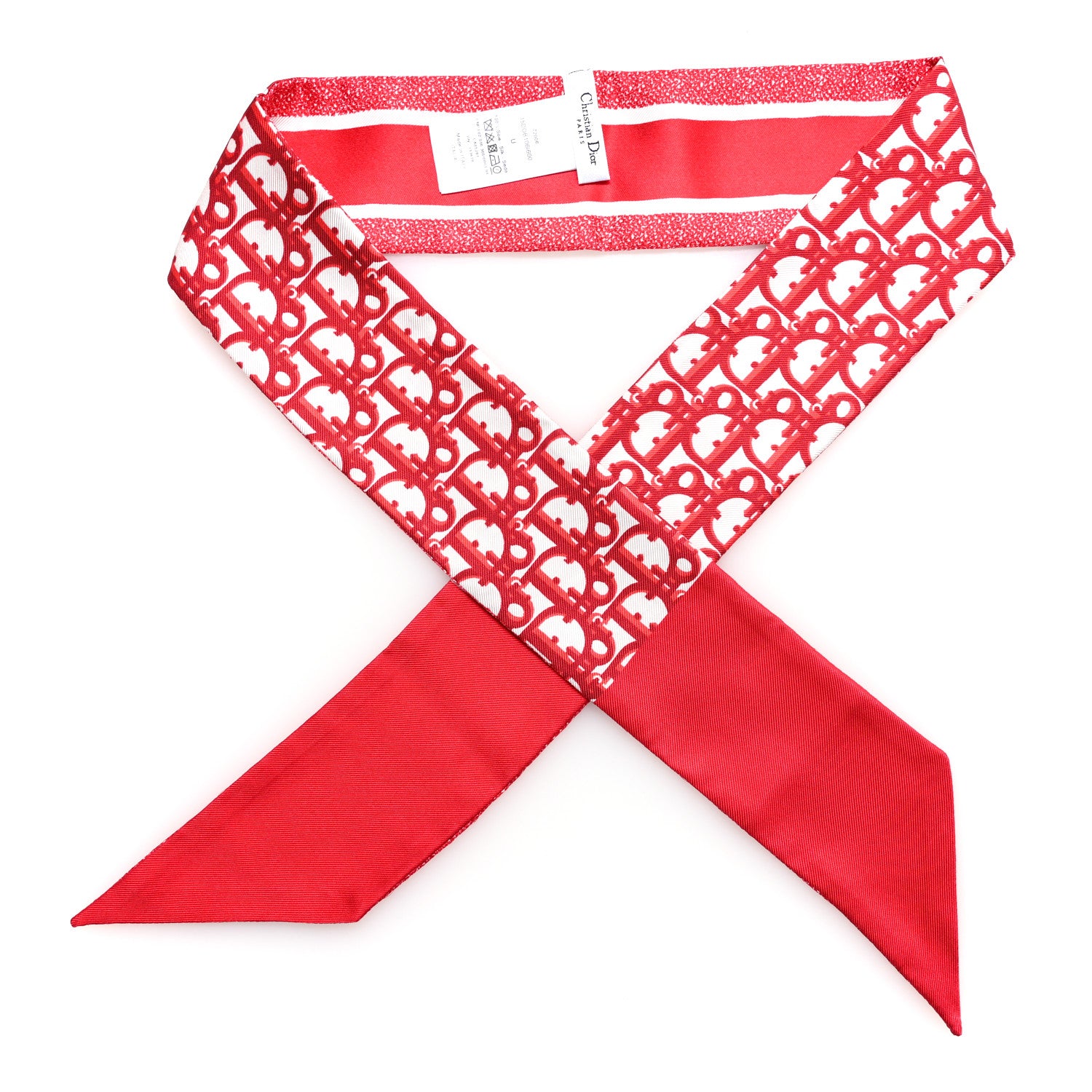 Christian Dior Silk Oblique Mitzah Scarf Red 1 of 4