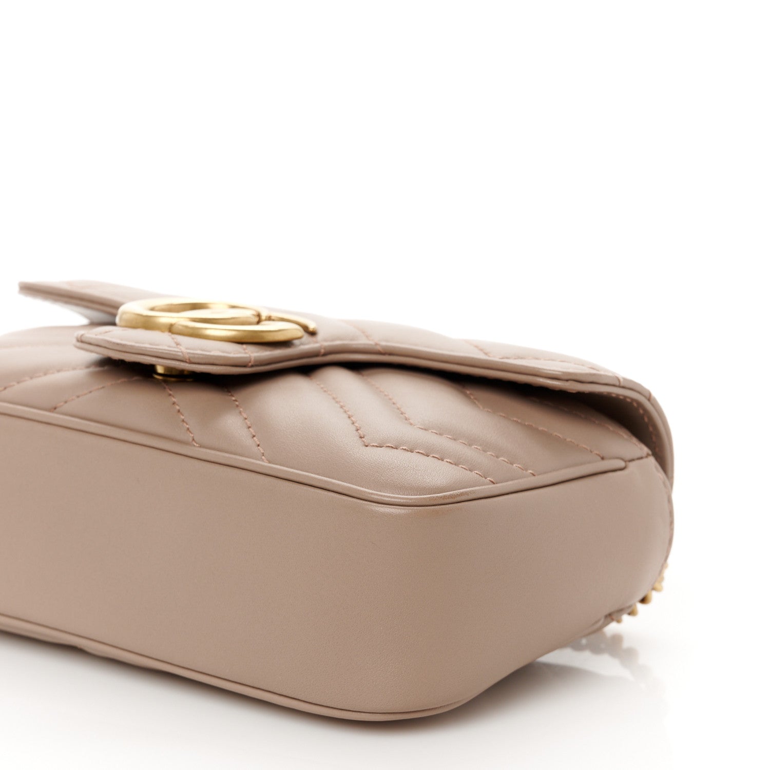 Gucci Calfskin Matelasse Super Mini GG Marmont Shoulder Bag Porcelain Rose 10 of 10