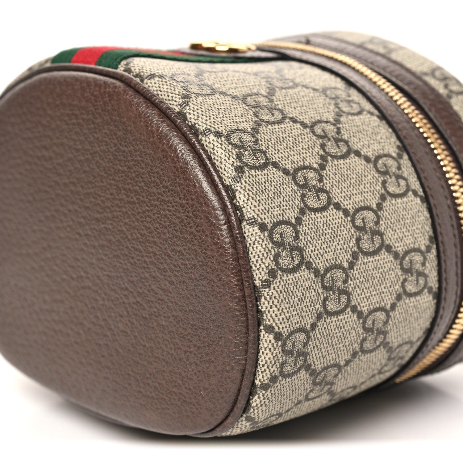 Gucci GG Supreme Monogram Textured Calfskin Web Ophidia Vanity Cosmetic Case Beige Ebony New Acero 10 of 11