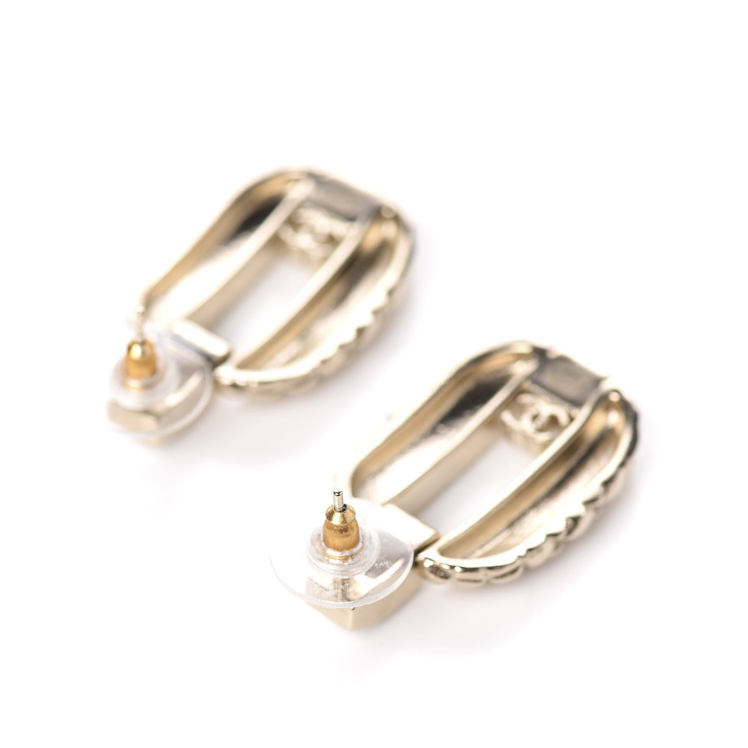 Chanel Baguette Crystal Quilted CC Dangle Earrings Gold 3 of 5
