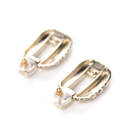 Chanel Baguette Crystal Quilted CC Dangle Earrings Gold 3 of 5