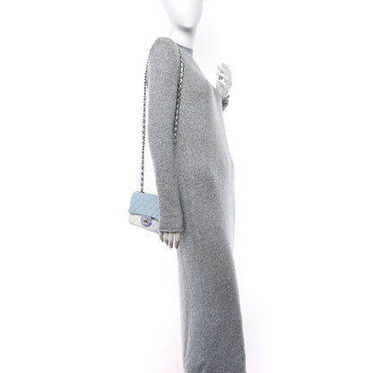 Chanel Perforated Lambskin Quilted Mini Rectangular Flap Light Blue Light Purple White 2 of 13