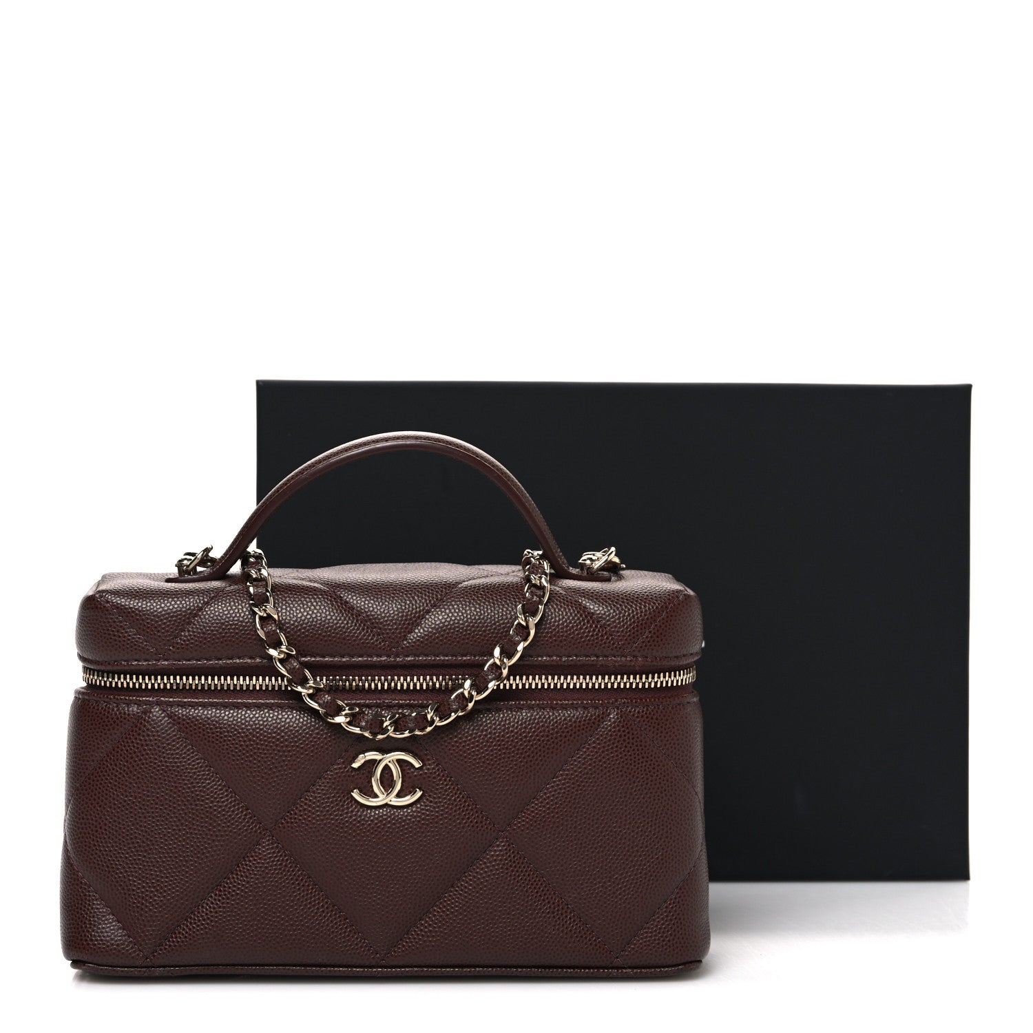 Chanel Caviar Quilted Top Handle Slim Vanity With Chain Dark Brown 11 of 11