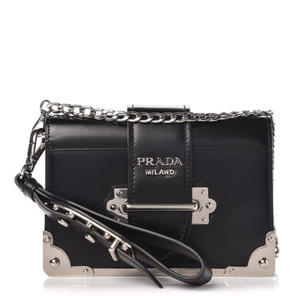 Prada City Calfskin Cahier Chain Wristlet Clutch Black 1 of 9