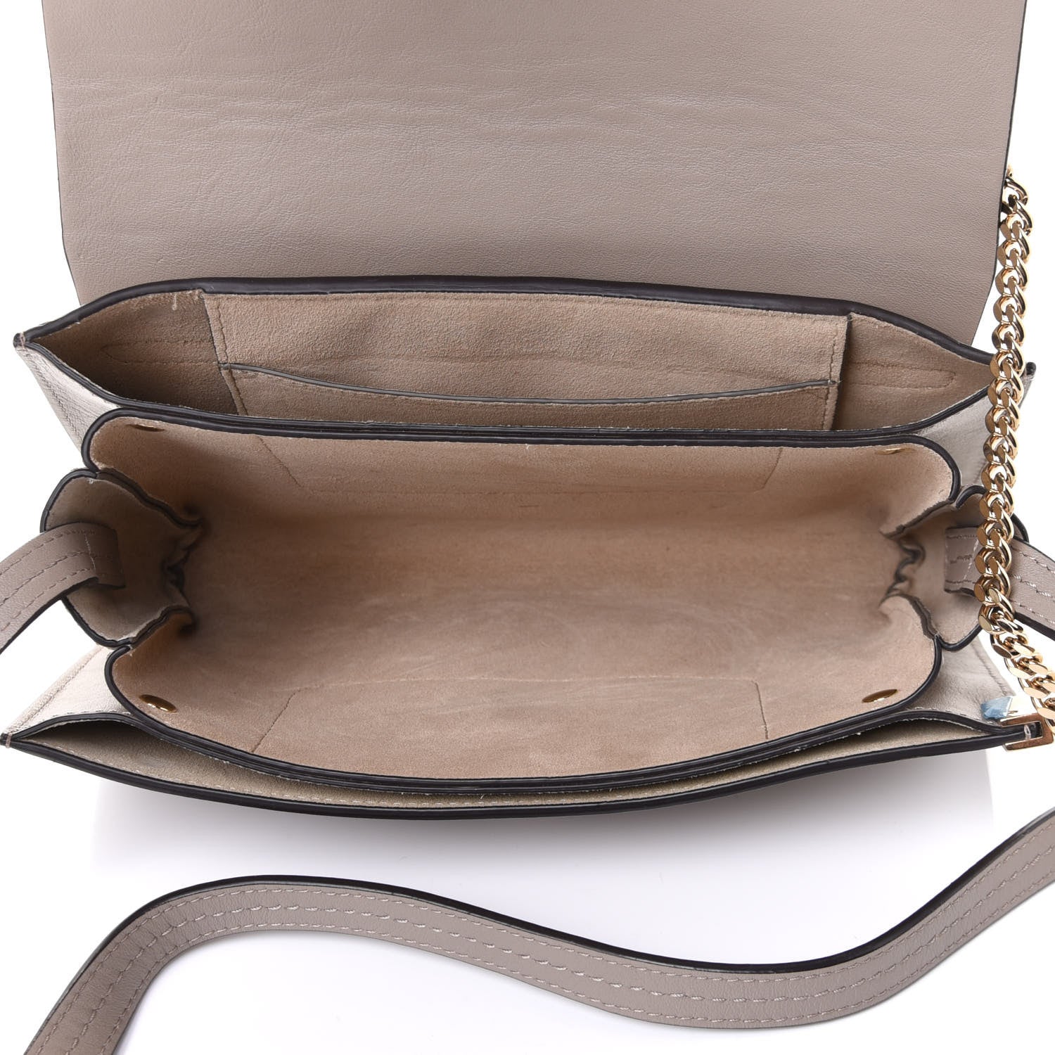 Chloe Suede Calfskin Small Faye Shoulder Bag Motty Grey 4 of 4