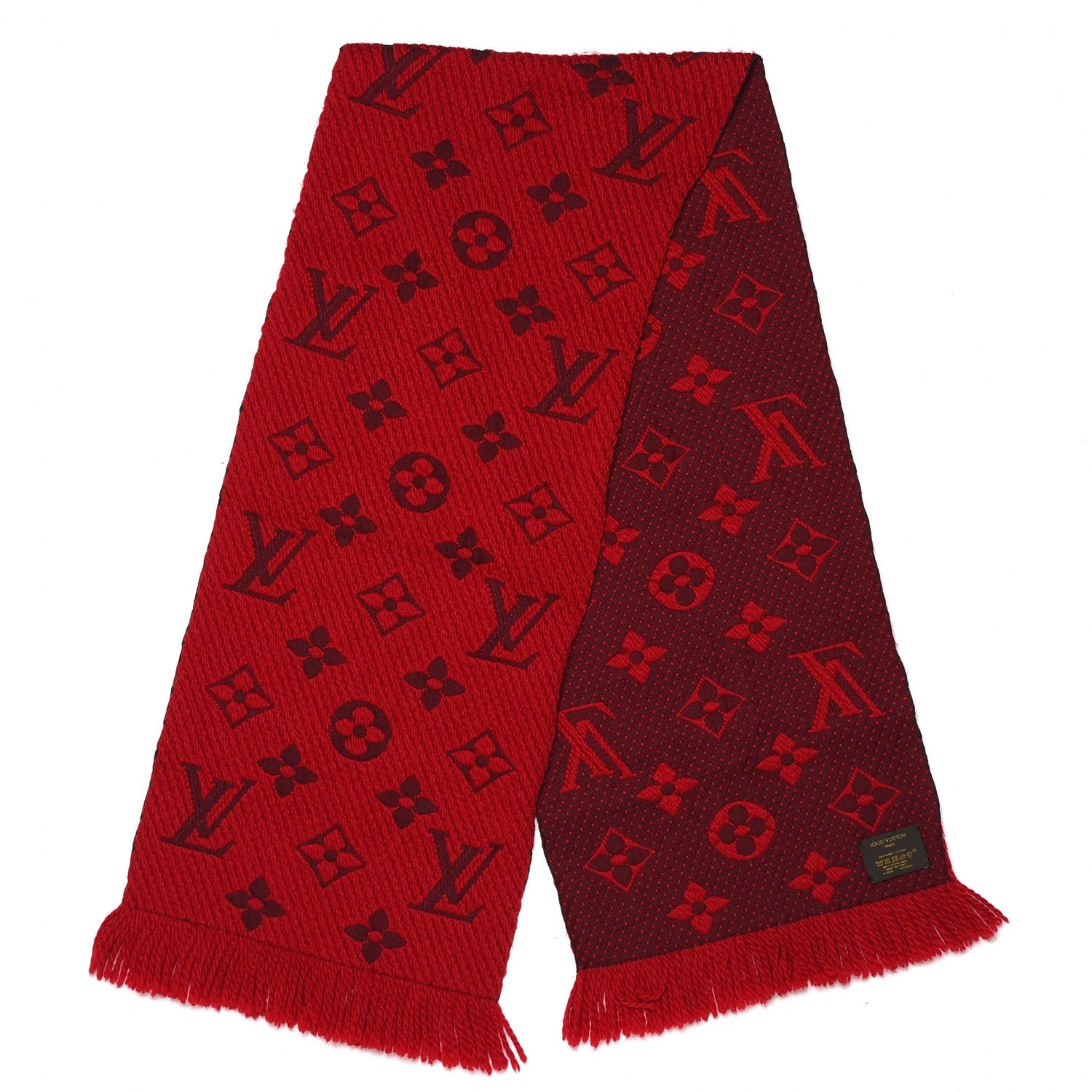 Louis Vuitton Wool Silk Logomania Scarf Rubis 3 of 4