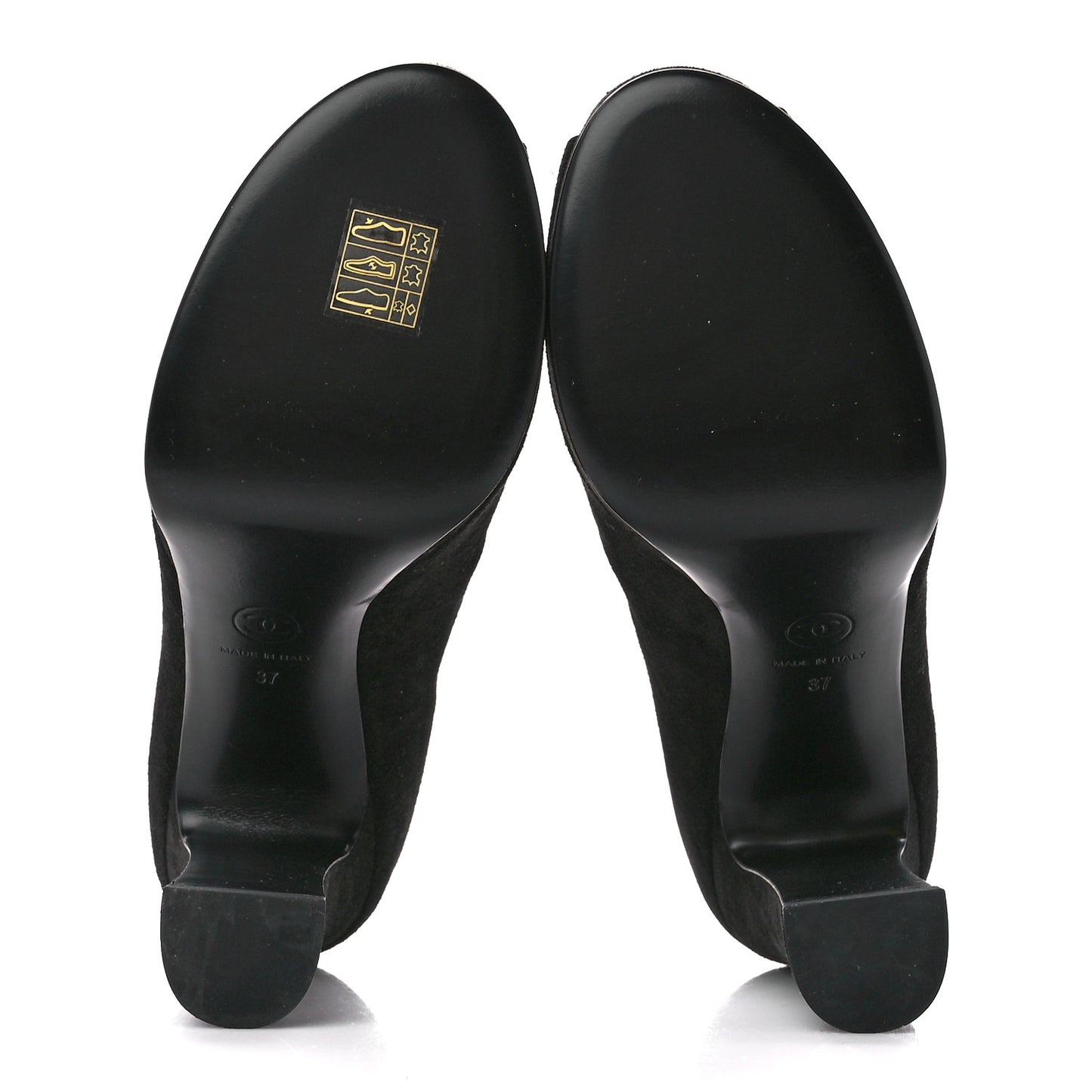 Suede Calfskin Pearl Shamrock CC Sandals 37 Black