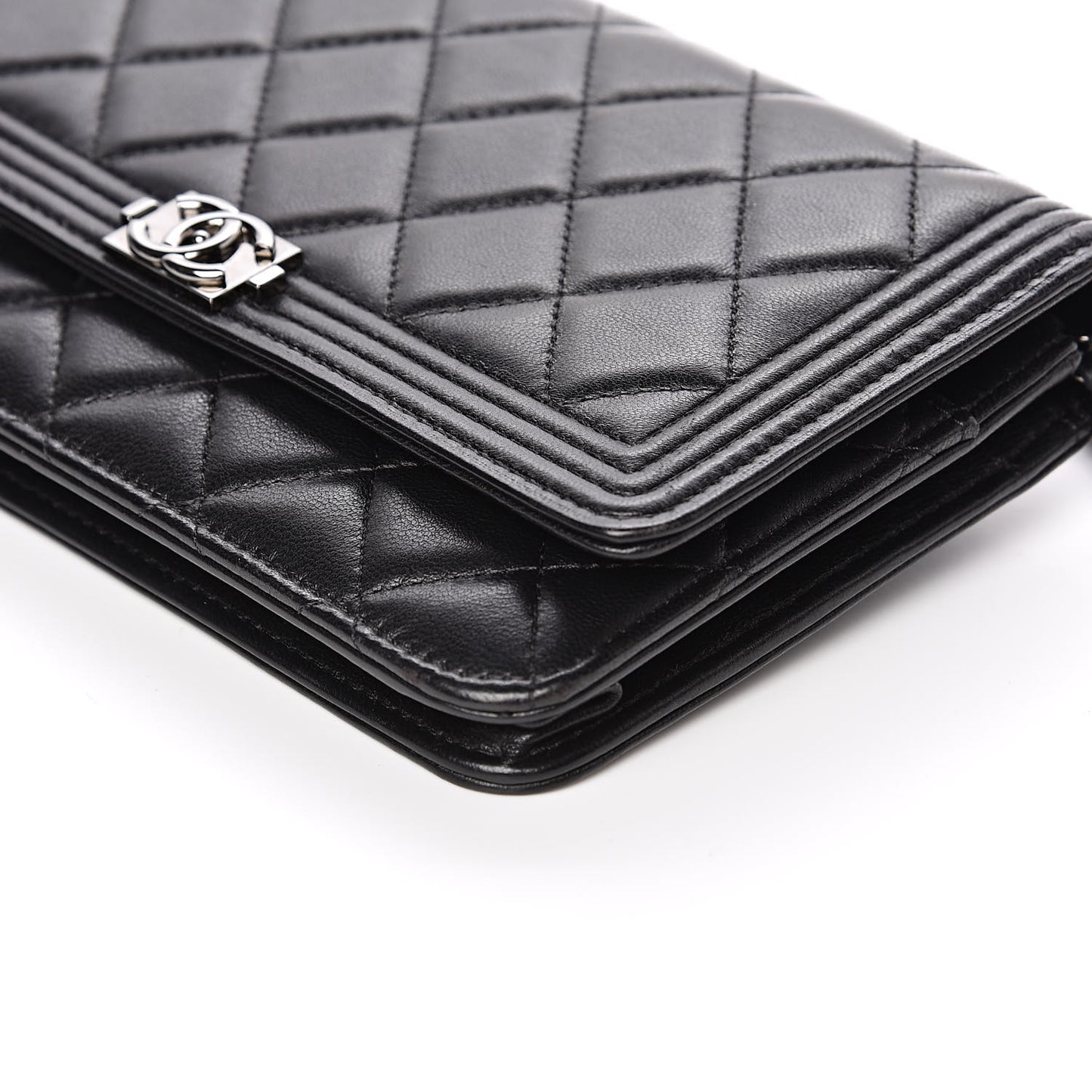Lambskin Quilted Boy Wallet On Chain WOC Black