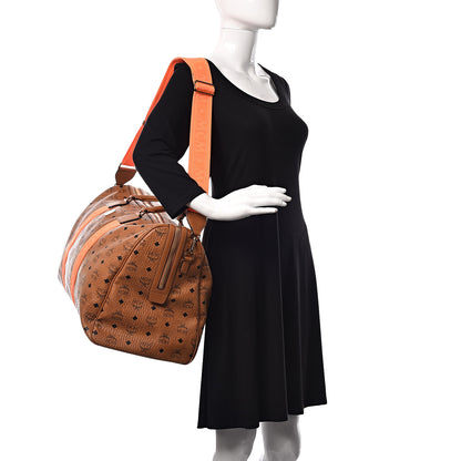 MCM Visetos Large Traveler Weekender Bag Cognac Neon Orange 2 of 20