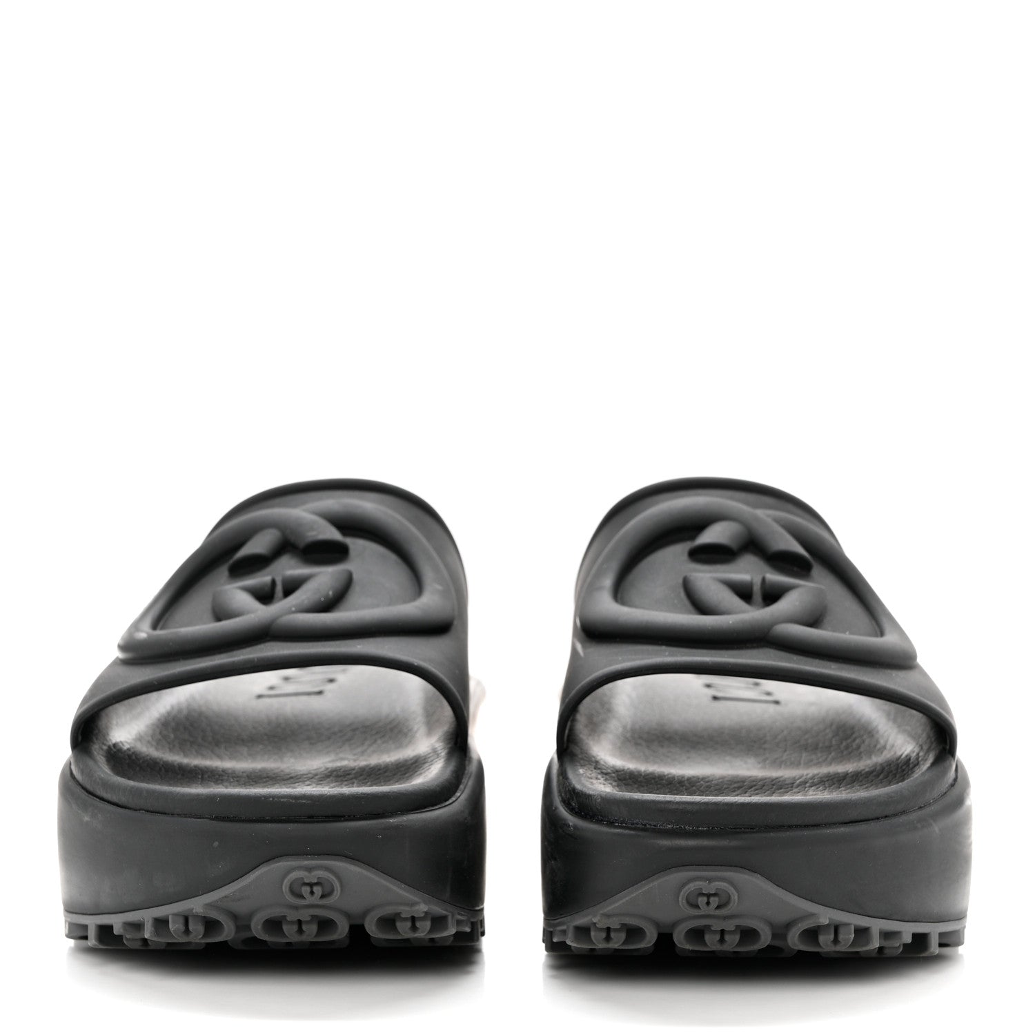 Gucci Soft Rubber Womens Interlocking G Platform 42mm Slide Sandals 38 Black 2 of 8