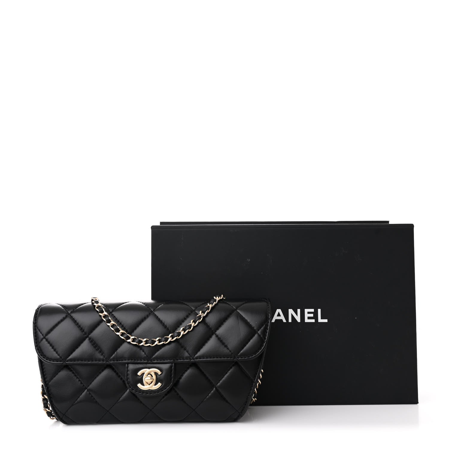 Chanel Lambskin Quilted Flap Clutch Bag With Chain Black 11 of 11