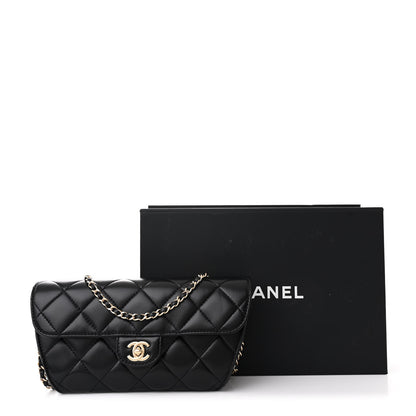 Chanel Lambskin Quilted Flap Clutch Bag With Chain Black 11 of 11