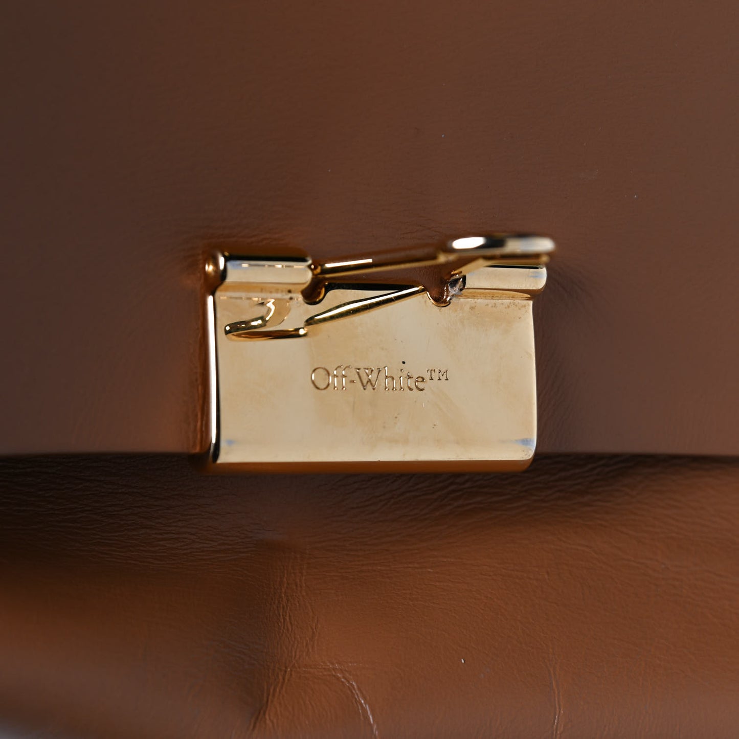 Calfskin Large Binder Clip Soft Shoulder Bag Brown