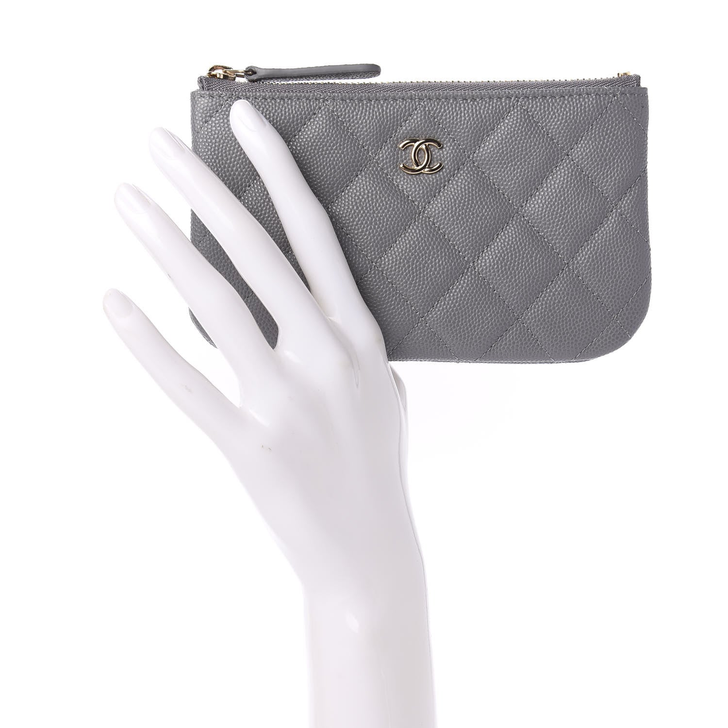 Chanel Caviar Quilted Small Cosmetic Case Grey 2 of 10