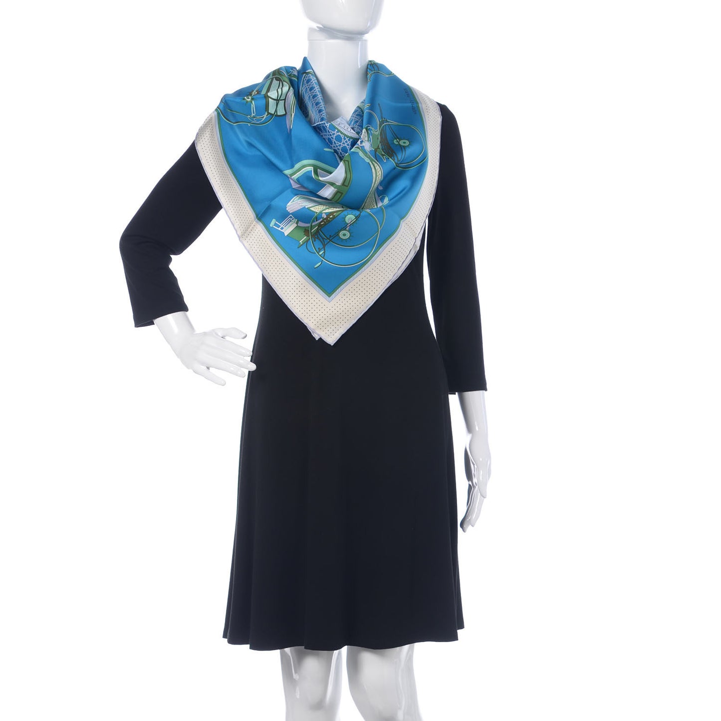 Silk Les Voitures A Transformation Scarf 90 Bleu Cobalt Ivorie Vert
