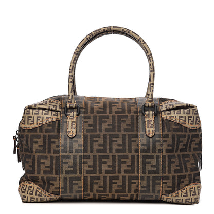 Fendi Zucca Zucchino Mixed Media Boston Tobacco 1 of 10
