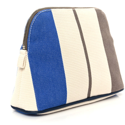 Hermes Cotton Stripe Bolide Rayures Rocabar Mini Travel Cosmetic Pouch Azur Etoupe 3 of 7