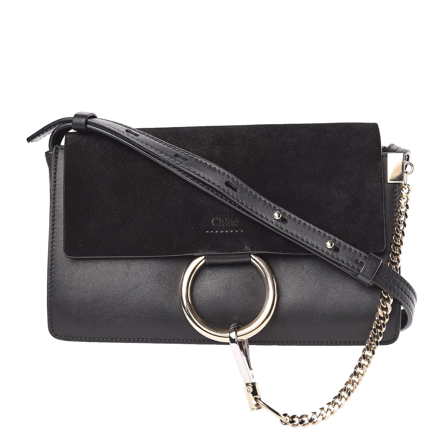 Chloe Suede Calfskin Small Faye Shoulder Bag Black 1 of 11