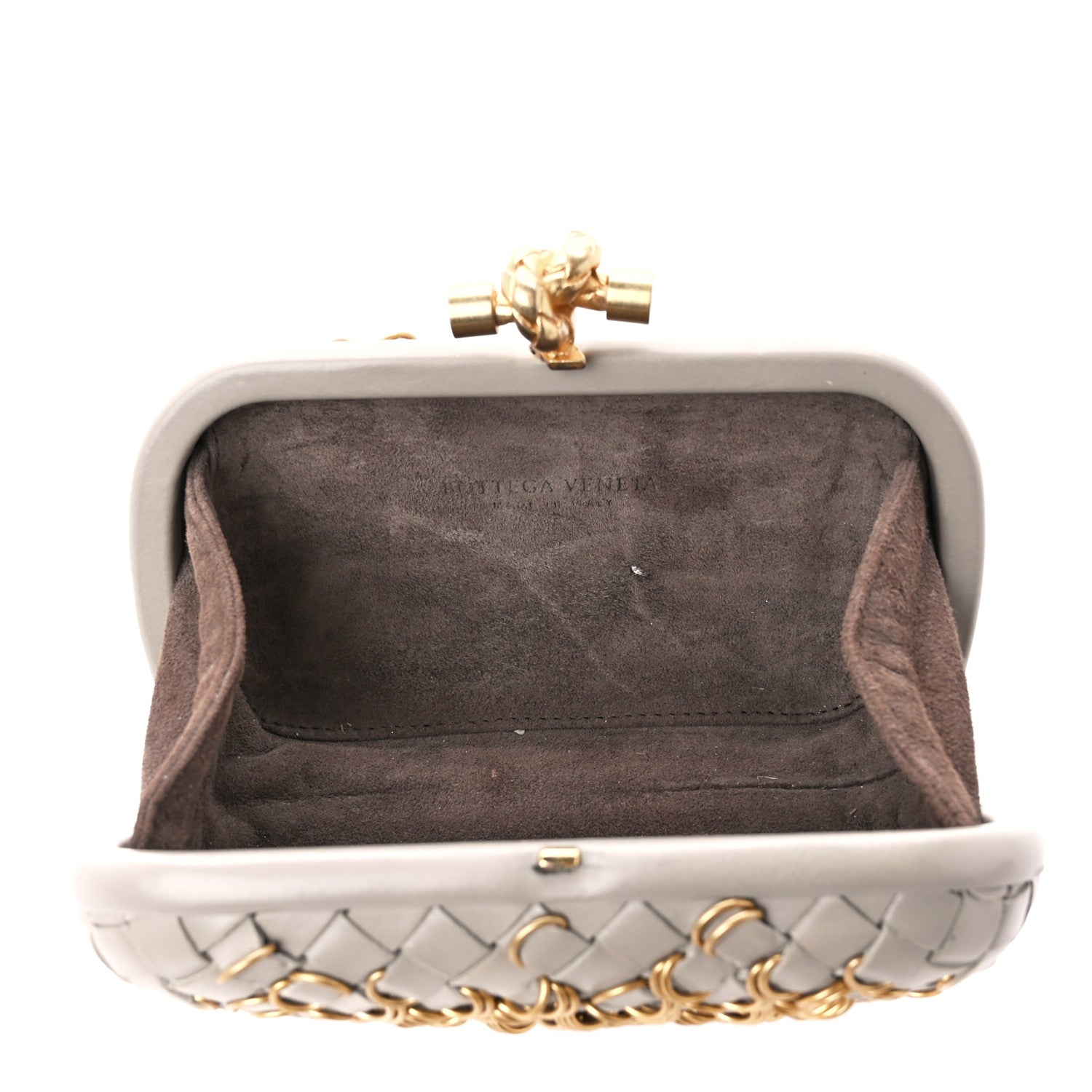 Bottega Veneta Nappa Intrecciato Knot Clutch Grey Gold 5 of 9