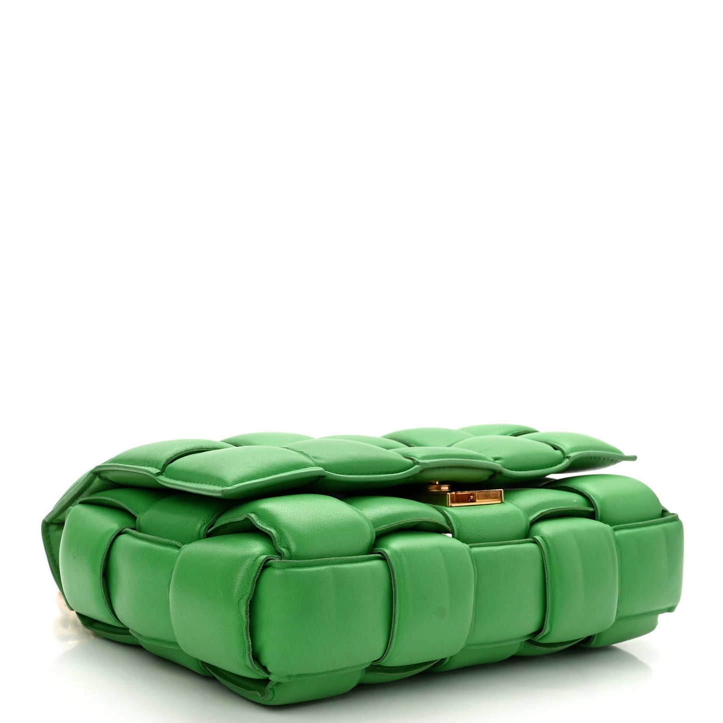 Lambskin Maxi Intreccio Padded Chain Cassette Crossbody Bag Parakeet