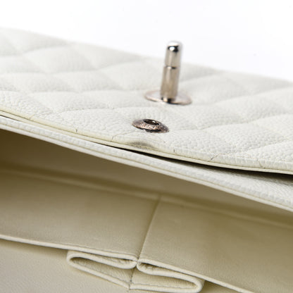 Chanel Caviar Quilted Medium Double Flap White 13 of 17