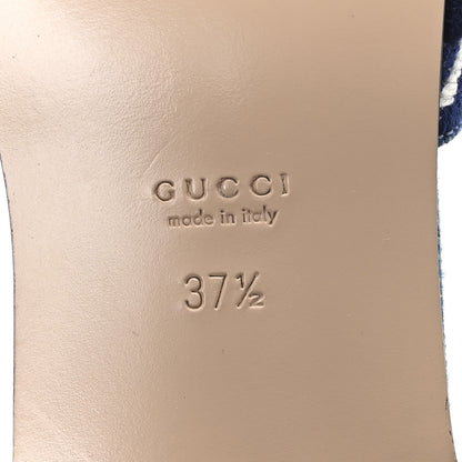 Gucci Plain Spain Denim Logo Slide Sandals 37.5 Light Blue 7 of 10