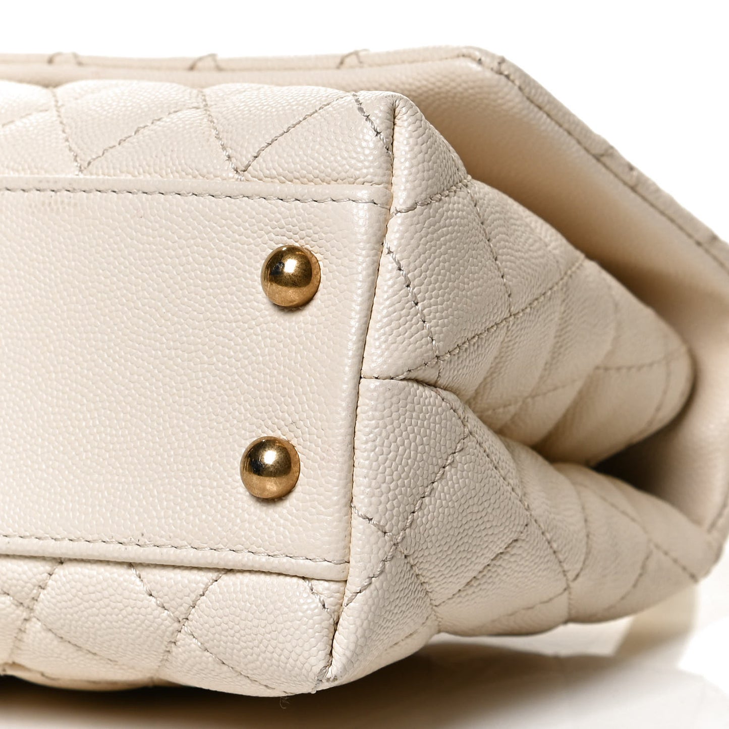 Caviar Quilted Mini Coco Handle Flap Light Beige