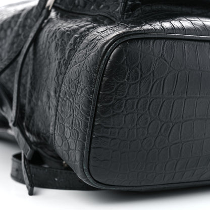 Balenciaga Calfskin Crocodile Classic Hardware Embossed Backpack Black 9 of 12