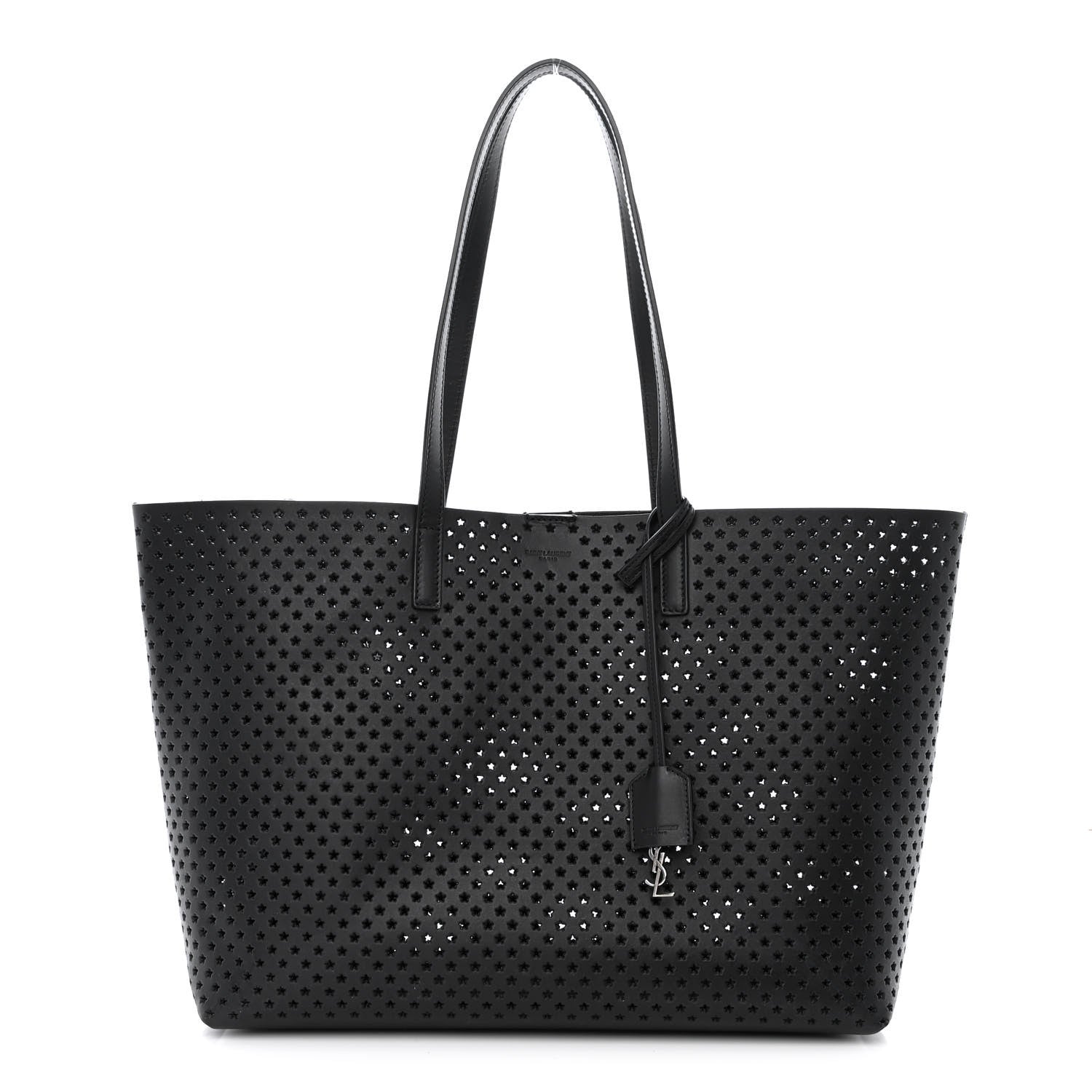 Saint Laurent Calfskin Star Perforated Large Shopping Tote Black 3 of 12