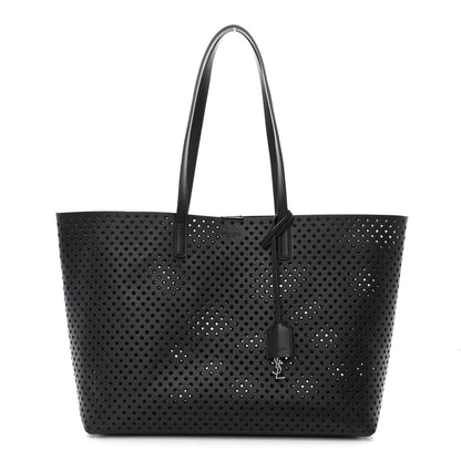 Saint Laurent Calfskin Star Perforated Large Shopping Tote Black 3 of 12