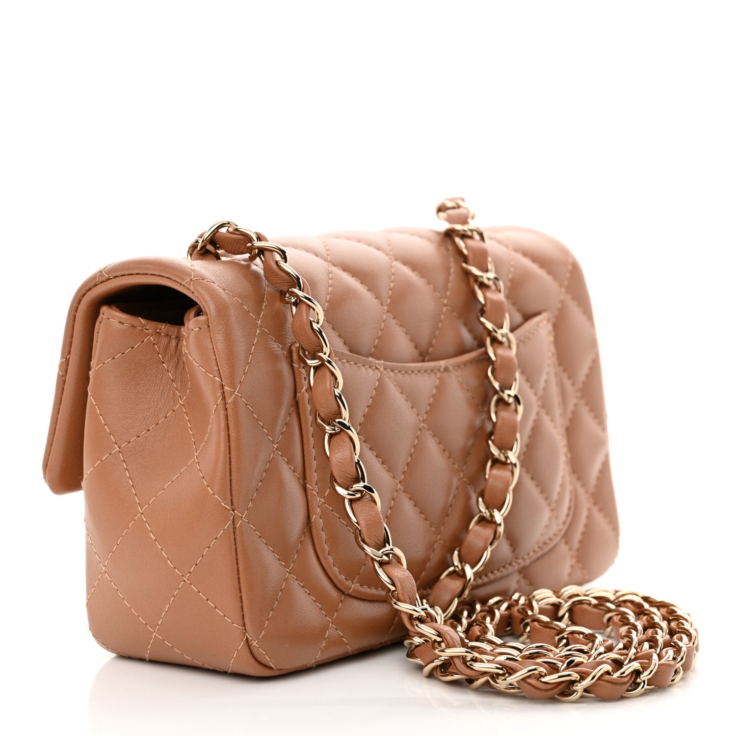 Chanel Lambskin Quilted Mini Rectangular Flap Brown 3 of 10