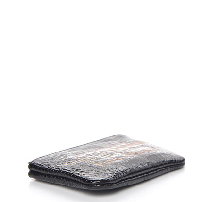 Chanel Calfskin Crocodile Embossed Cocodile Cosmetic Case Black Gold 4 of 10