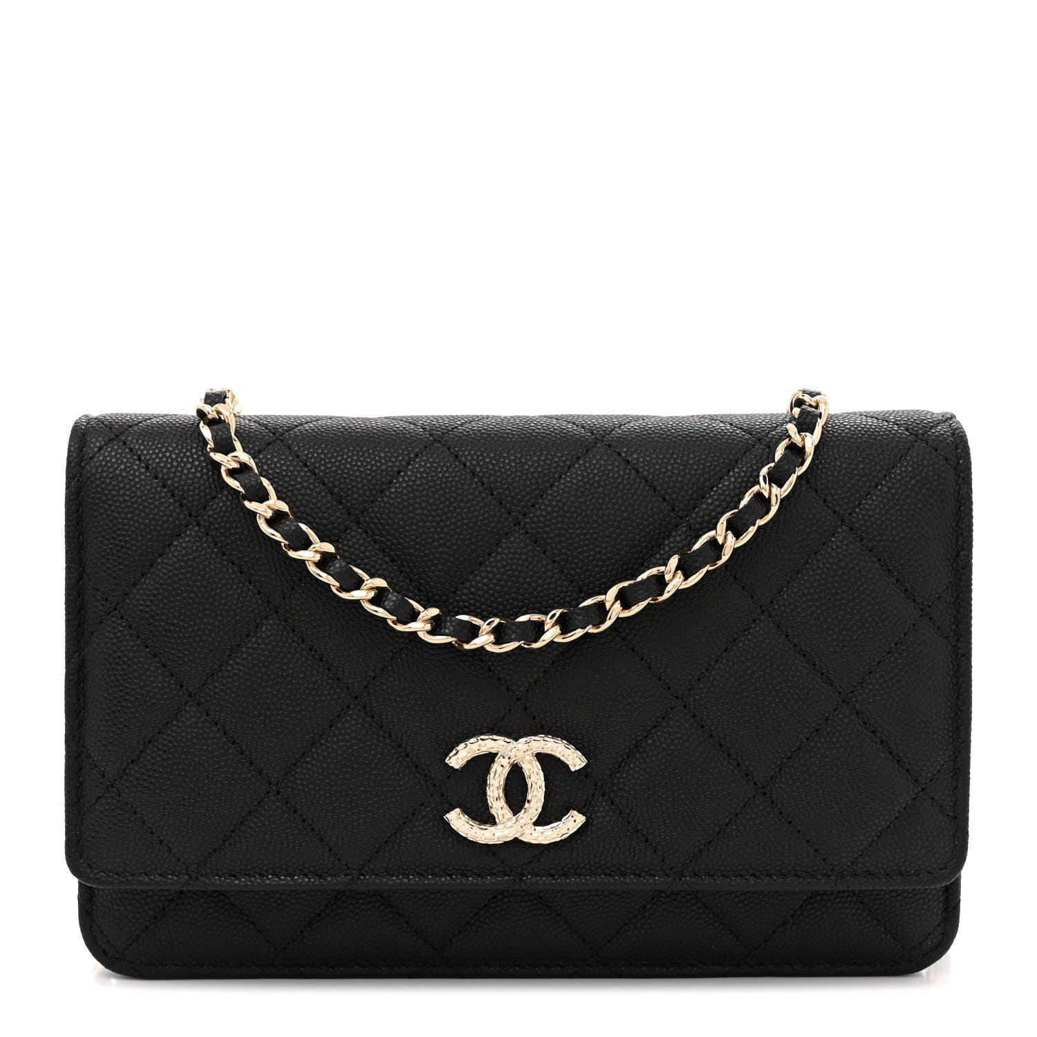 Chanel Caviar Quilted Studded CC Wallet on Chain WOC Black 1 of 11