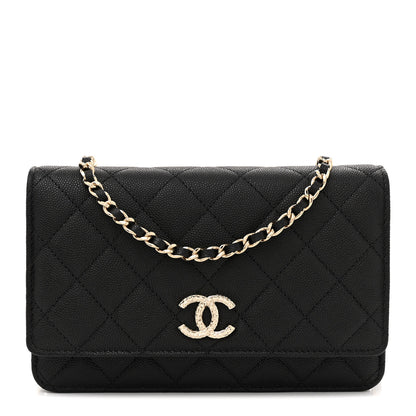 Chanel Caviar Quilted Studded CC Wallet on Chain WOC Black 1 of 11