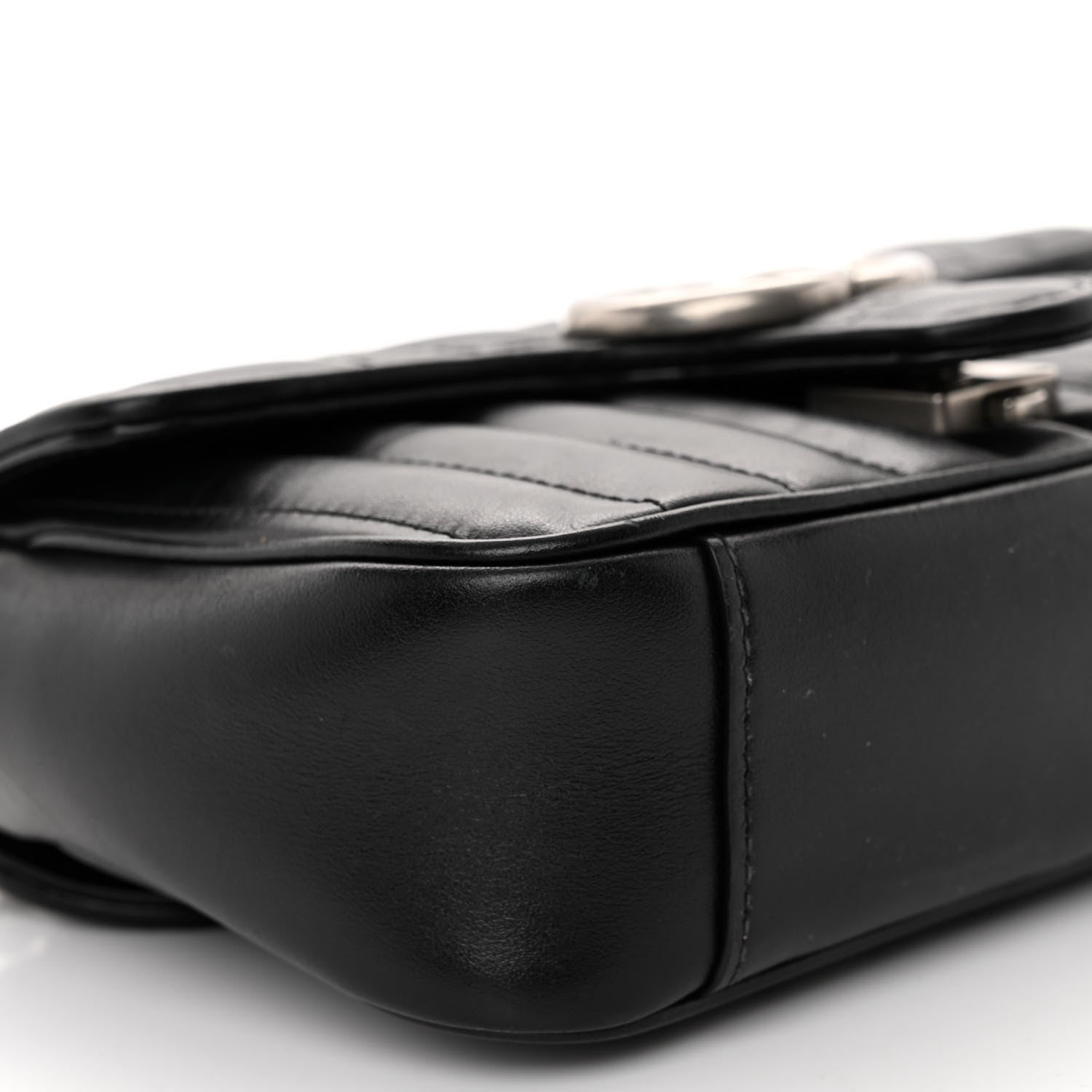 Gucci Calfskin Matelasse Aria Mini GG Marmont Shoulder Bag Black 8 of 10