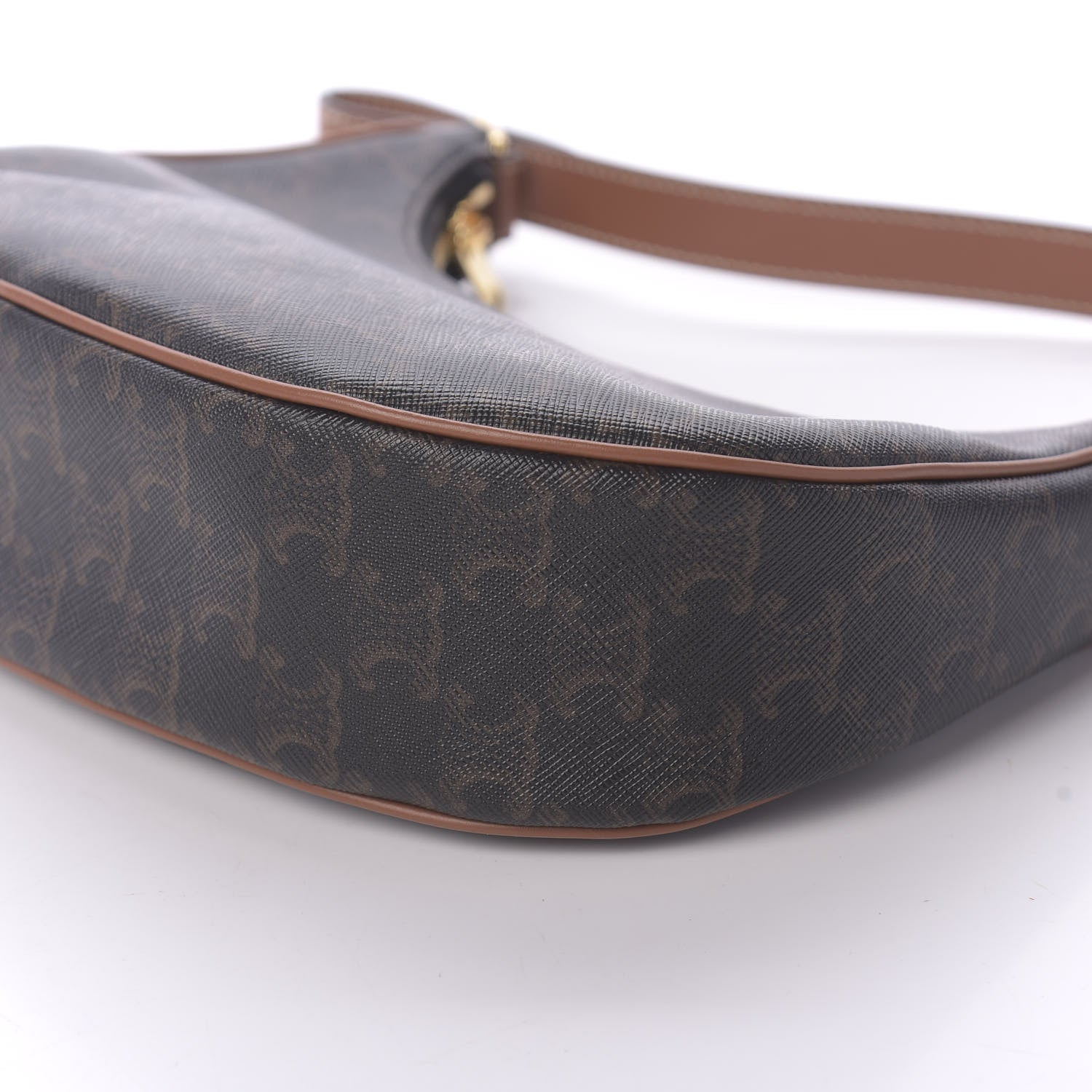 Celine Triomphe Canvas Calfskin Ava Shoulder Bag Tan 7 of 9