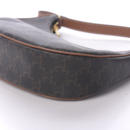 Celine Triomphe Canvas Calfskin Ava Shoulder Bag Tan 7 of 9