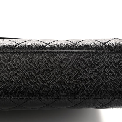 Saint Laurent Grain De Poudre Textured Mixed Matelasse Large Triquilt Monogram Satchel Black 11 of 11