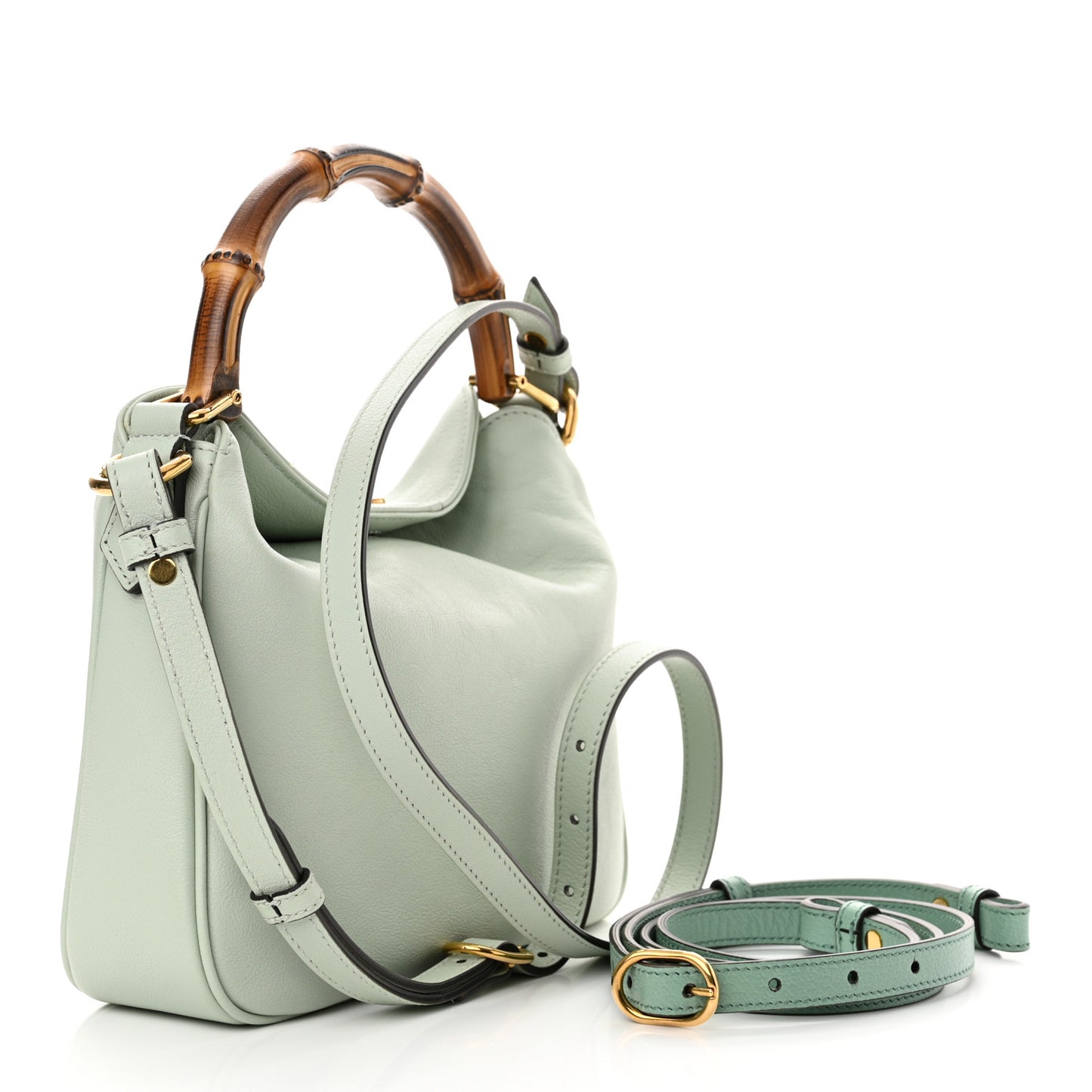Softy Wonka Textured Dollar Calfskin Small Diana Shoulder Bag Pale Green