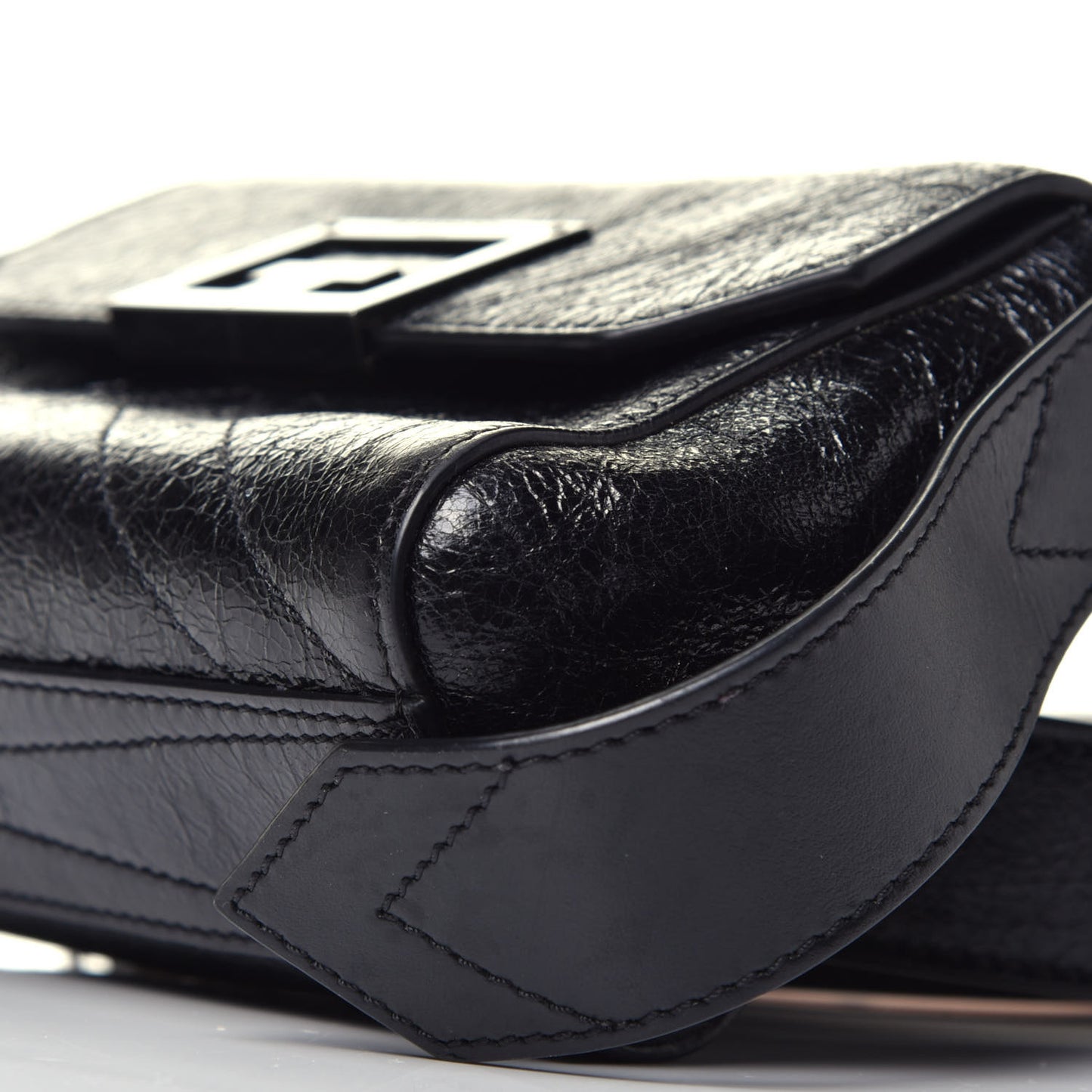 Crinkled Patent Calfskin ID Convertible Belt Bag Black